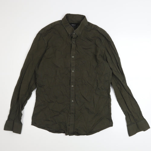 Reserved Men's Green Slim Fit Long Sleeve Button-Up Shirt M