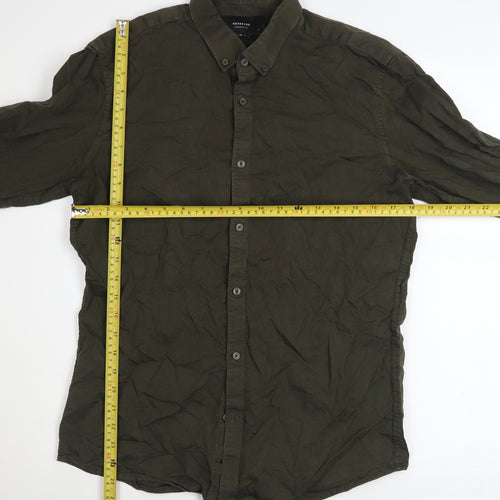 Reserved Men's Green Slim Fit Long Sleeve Button-Up Shirt M