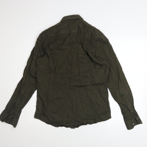 Reserved Men's Green Slim Fit Long Sleeve Button-Up Shirt M