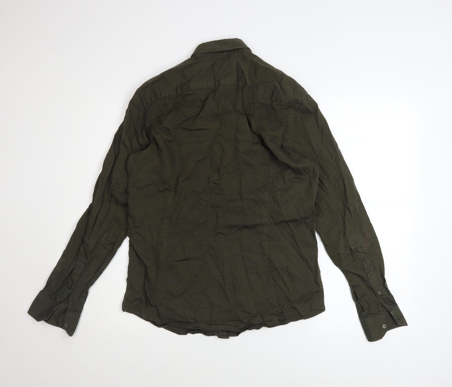 Reserved Men's Green Slim Fit Long Sleeve Button-Up Shirt M