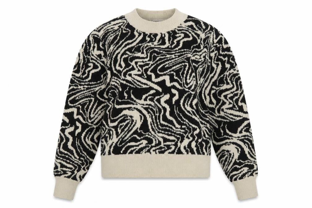 Front view of Topshop Women’s Black Beige Crew Neck jumper, size S
