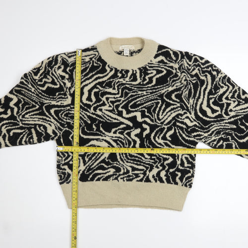 Topshop Women’s Black Beige Crew Neck Pullover Jumper Size S