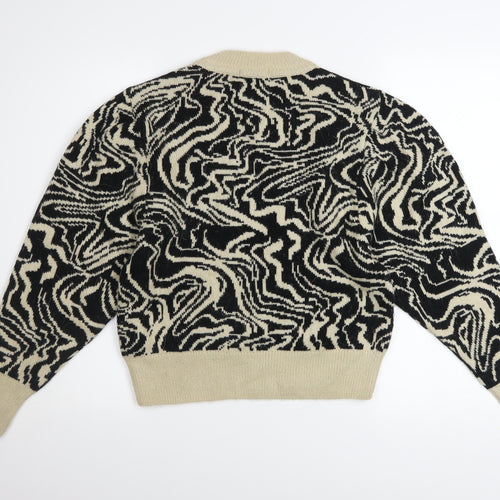 Topshop Women’s Black Beige Crew Neck Pullover Jumper Size S