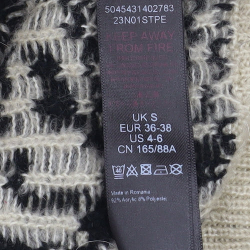 Topshop Women’s Black Beige Crew Neck Pullover Jumper Size S