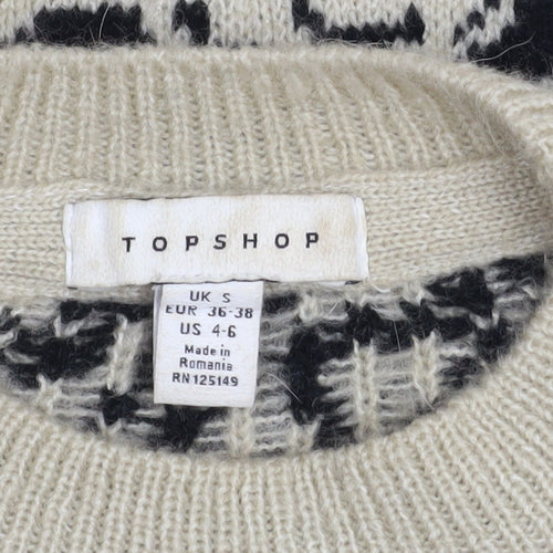 Topshop Women’s Black Beige Crew Neck Pullover Jumper Size S