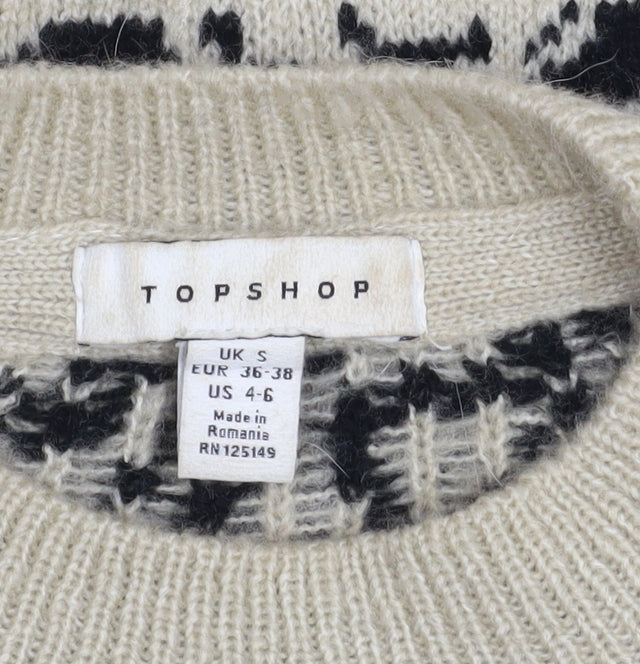 Topshop Women’s Black Beige Crew Neck Pullover Jumper Size S
