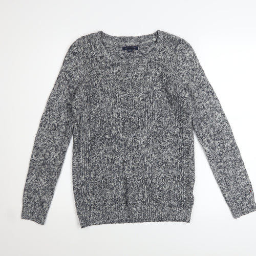 Tommy Hilfiger Women’s Grey Cable-Knit Crew Neck Jumper XS