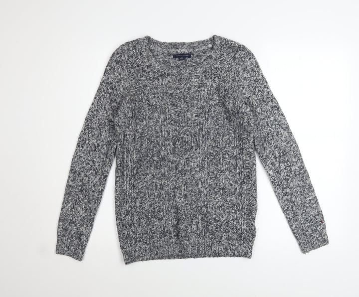 Tommy Hilfiger Women’s Grey Cable-Knit Crew Neck Jumper XS