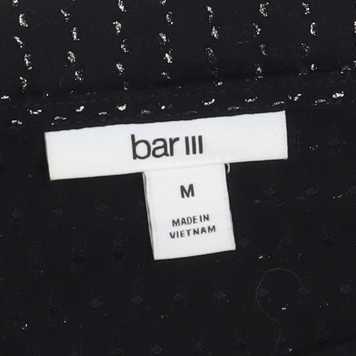 Bar III Women's Black Ruffle Cropped Long Sleeve Blouse M