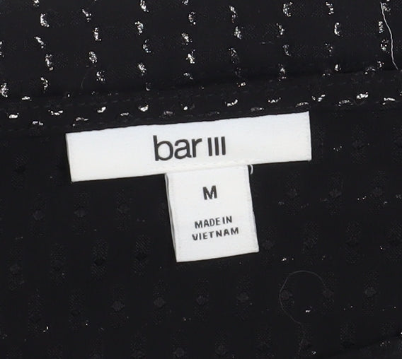 Bar III Women's Black Ruffle Cropped Long Sleeve Blouse M