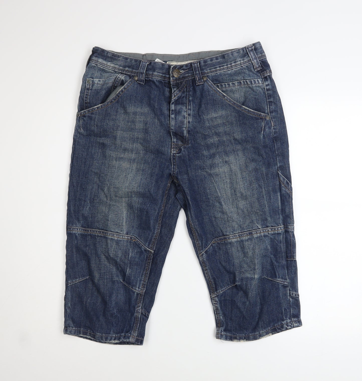 Burton London Men's Blue Denim Cargo Shorts Size 32 Regular Fit