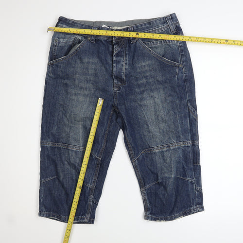 Burton London Men's Blue Denim Cargo Shorts Size 32 Regular Fit