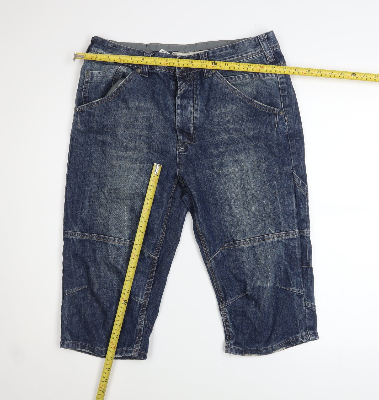 Burton London Men's Blue Denim Cargo Shorts Size 32 Regular Fit