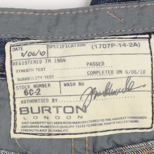 Burton London Men's Blue Denim Cargo Shorts Size 32 Regular Fit