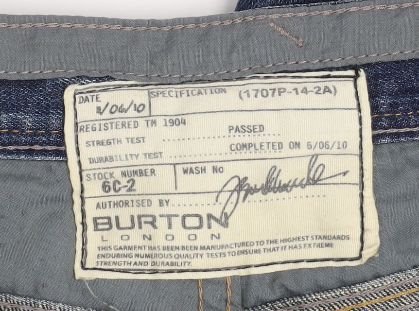 Burton London Men's Blue Denim Cargo Shorts Size 32 Regular Fit