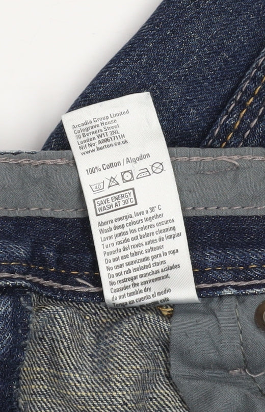 Burton London Men's Blue Denim Cargo Shorts Size 32 Regular Fit