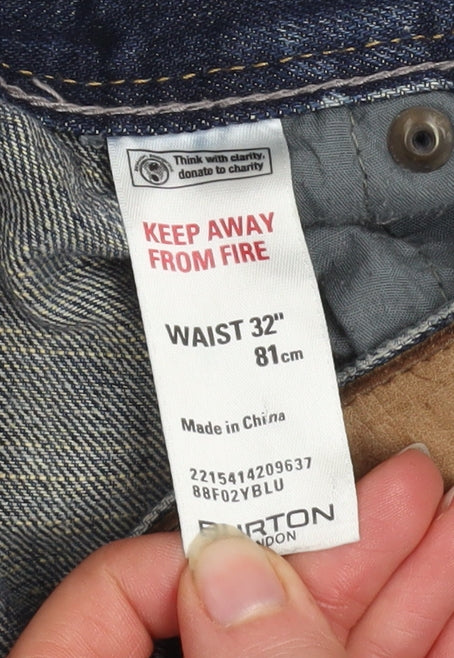 Burton London Men's Blue Denim Cargo Shorts Size 32 Regular Fit