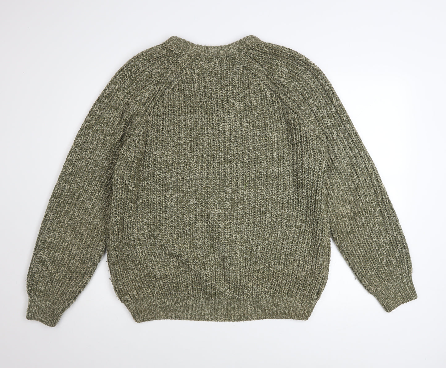 P.G. Field Men's Green Chunky-Knit V-Neck Pullover Jumper Size M