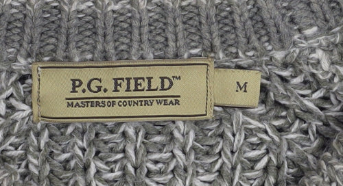 P.G. Field Men's Green Chunky-Knit V-Neck Pullover Jumper Size M