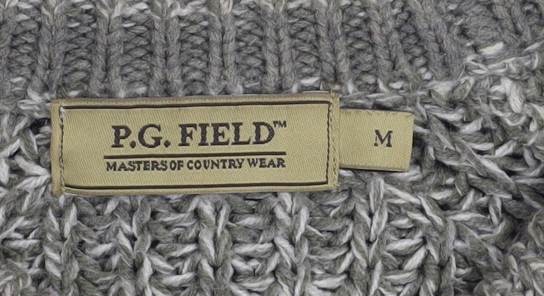 P.G. Field Men's Green Chunky-Knit V-Neck Pullover Jumper Size M