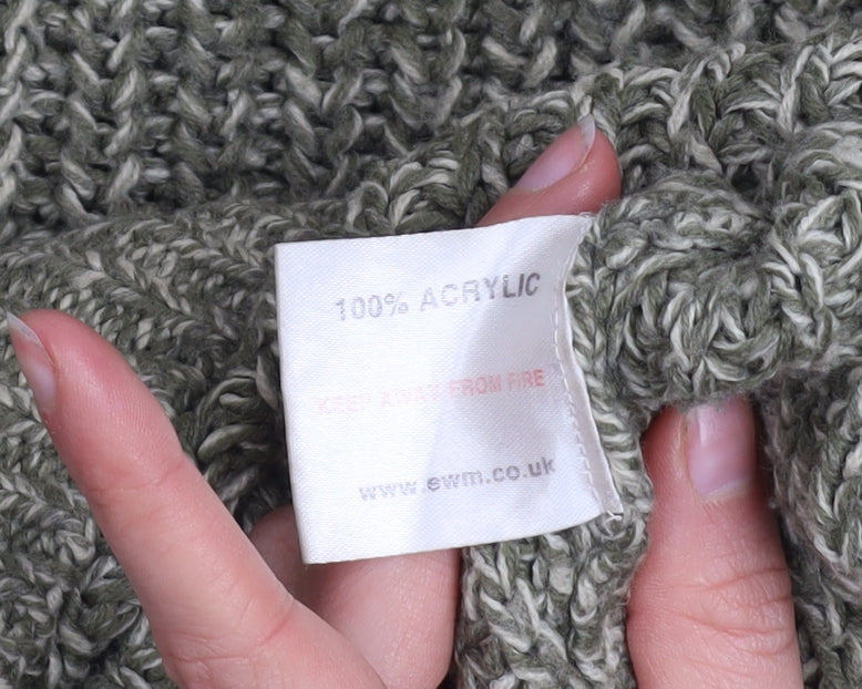 P.G. Field Men's Green Chunky-Knit V-Neck Pullover Jumper Size M