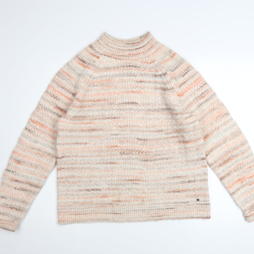 Fat Face Women's Beige Chunky Knit High Neck Jumper Size 10
