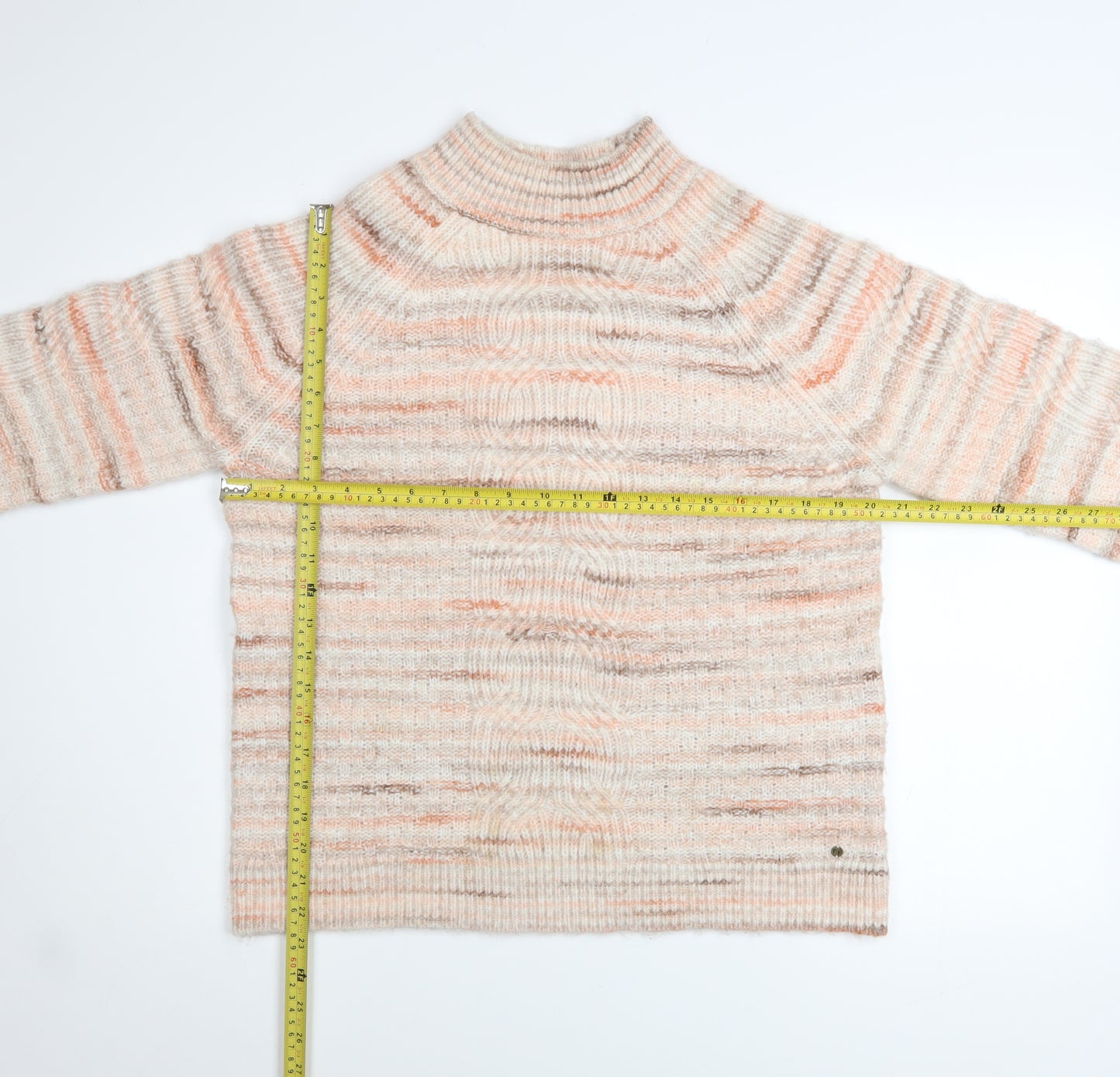 Fat Face Women's Beige Chunky Knit High Neck Jumper Size 10