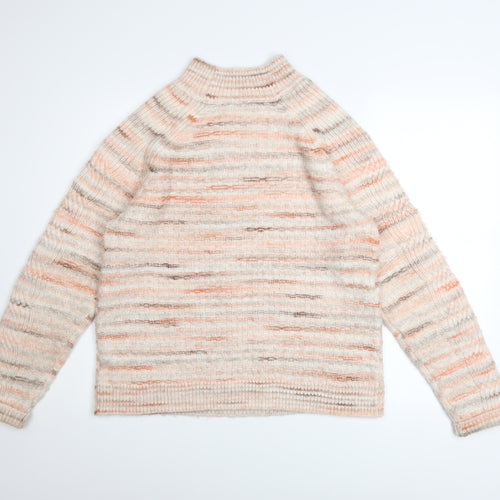 Fat Face Women's Beige Chunky Knit High Neck Jumper Size 10