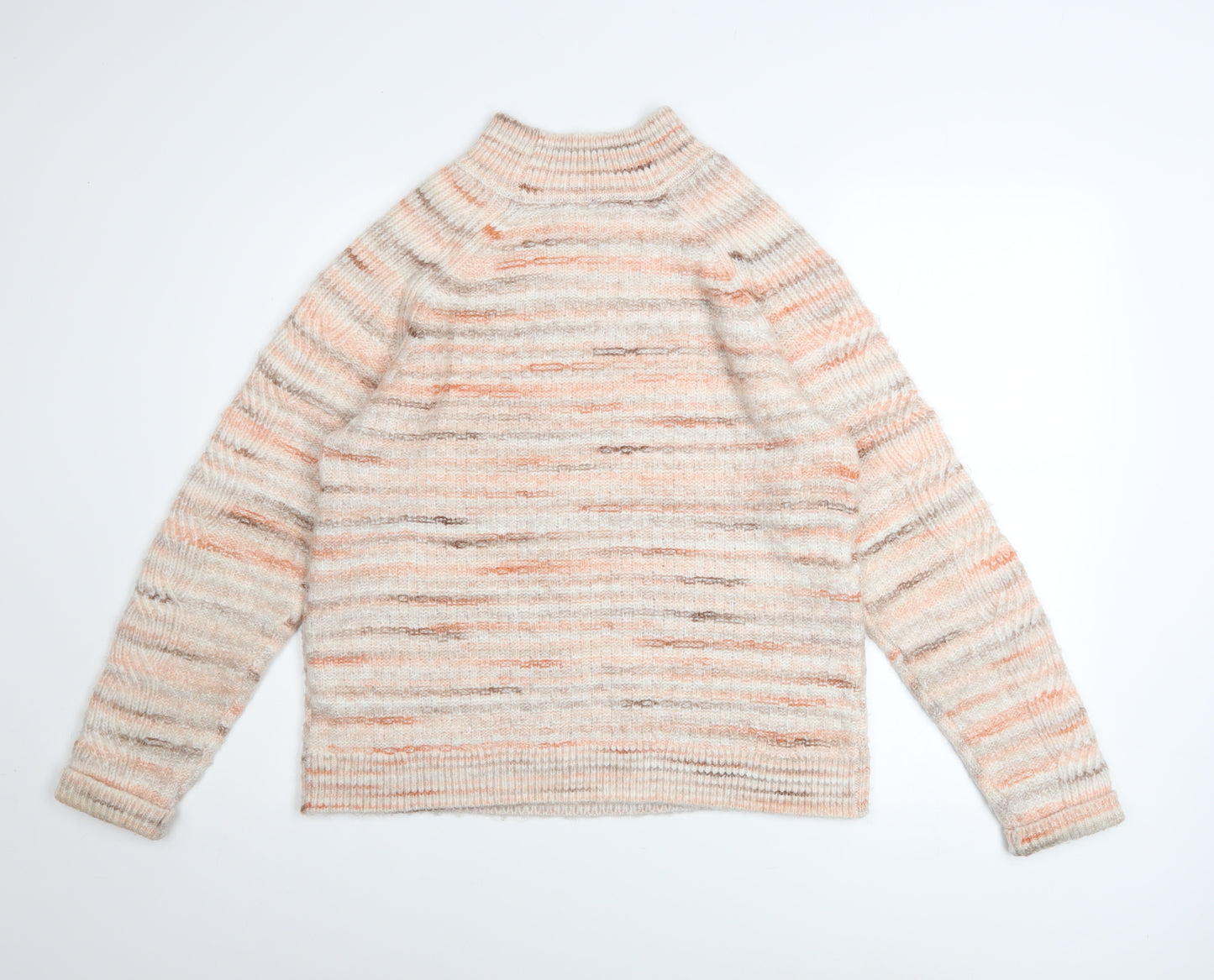 Fat Face Women's Beige Chunky Knit High Neck Jumper Size 10