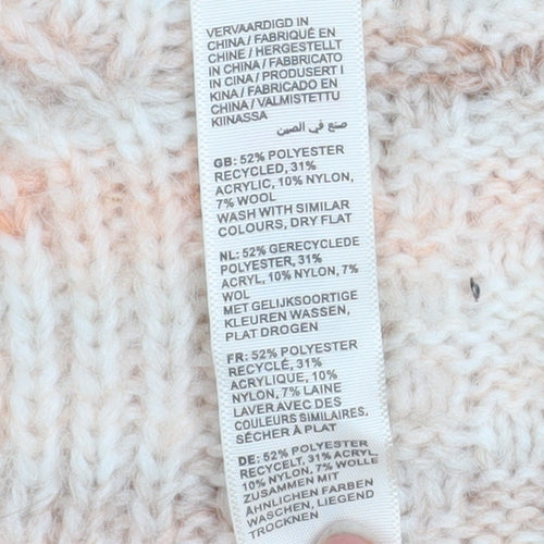Fat Face Women's Beige Chunky Knit High Neck Jumper Size 10