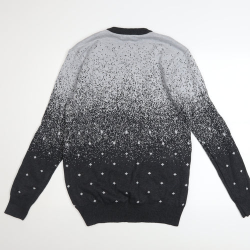 Selection Men's Grey V-Neck Pullover Acrylic Knit Sweatshirt Size S