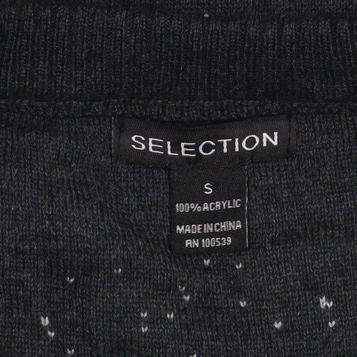 Selection Men's Grey V-Neck Pullover Acrylic Knit Sweatshirt Size S