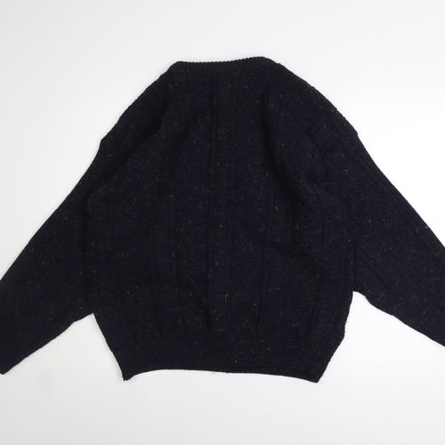 Greenwoods Men's Blue Cable-Knit Wool Blend Pullover Jumper M