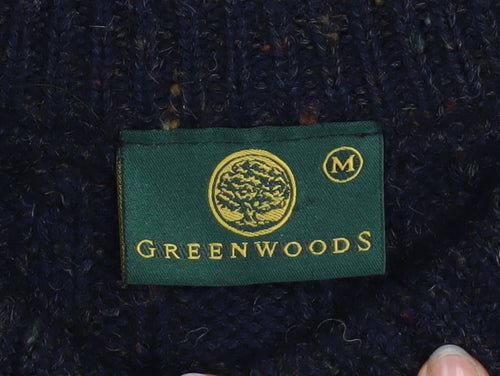 Greenwoods Men's Blue Cable-Knit Wool Blend Pullover Jumper M