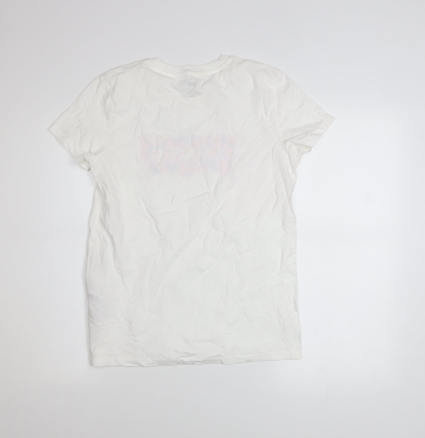 Levi's Women's White Floral Logo T-Shirt Size S Cotton Short Sleeve