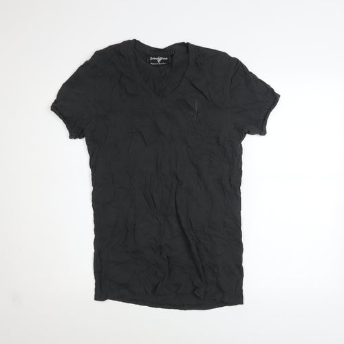 Judas Sinned Women's Black V-Neck Slim Fit Cotton T-Shirt Size 10