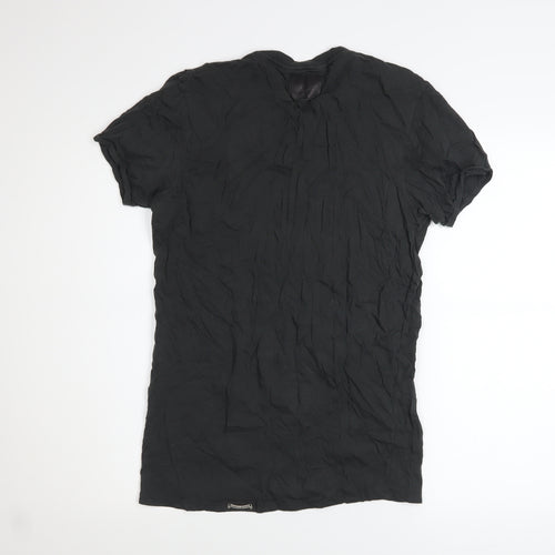 Judas Sinned Women's Black V-Neck Slim Fit Cotton T-Shirt Size 10