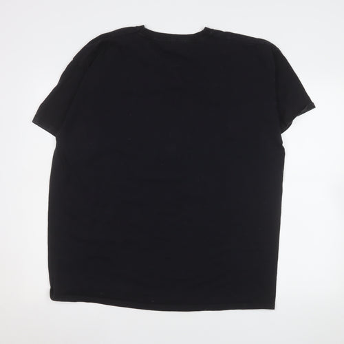 The Rolling Stones Men's Black Graphic Band T-Shirt L 100% Cotton Retro Music Tee