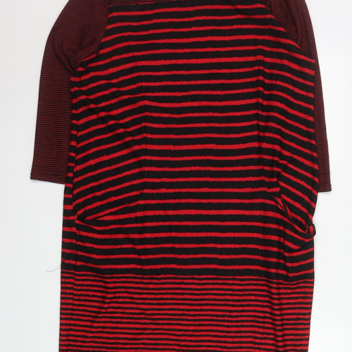 Roman Originals Women Red Black Stripe Shift Dress Size 18