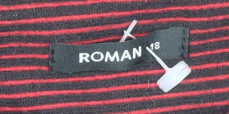 Roman Originals Women Red Black Stripe Shift Dress Size 18