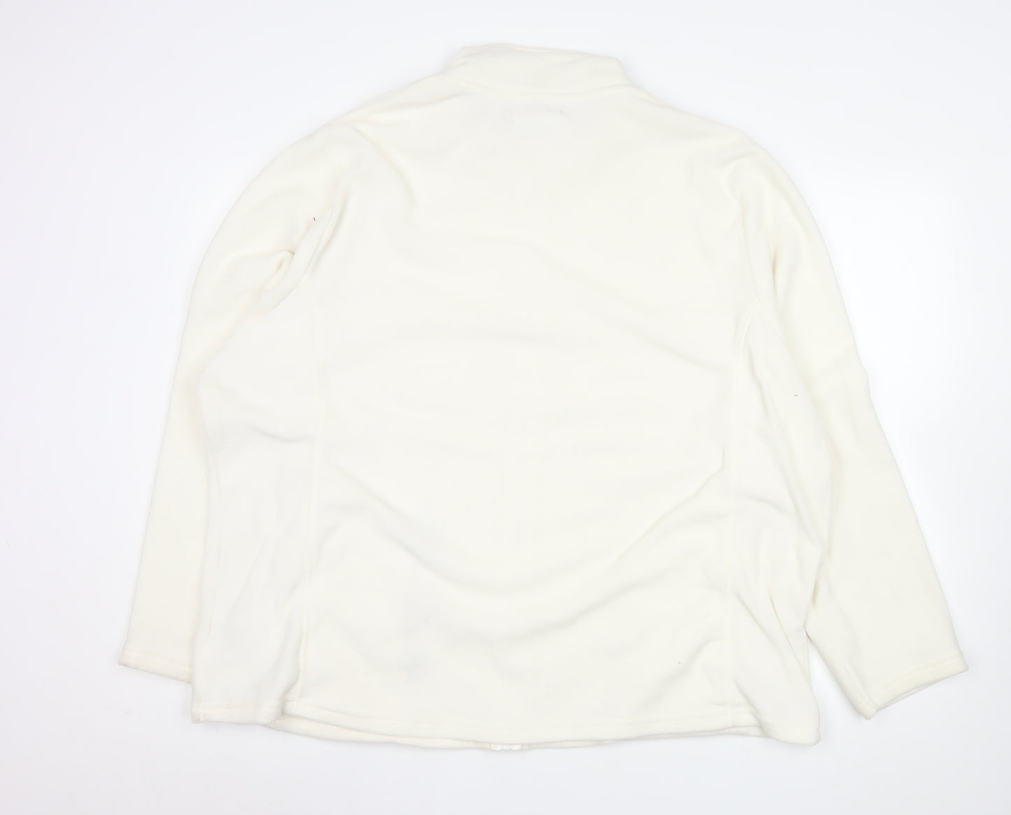 Atlasforwomen White Embroidered Fleece Jacket Women’s Plus 24-26 Zip Pockets