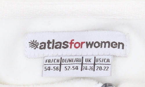 Atlasforwomen White Embroidered Fleece Jacket Women’s Plus 24-26 Zip Pockets