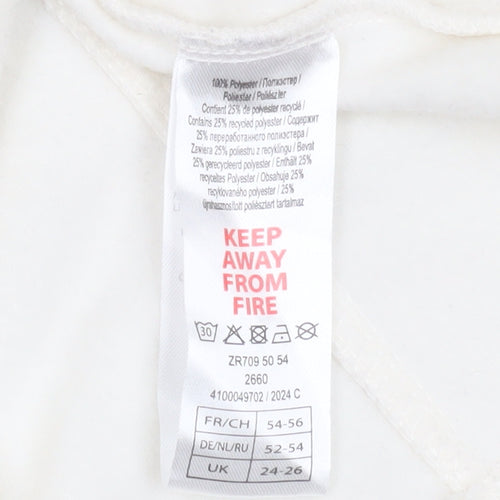 Atlasforwomen White Embroidered Fleece Jacket Women’s Plus 24-26 Zip Pockets