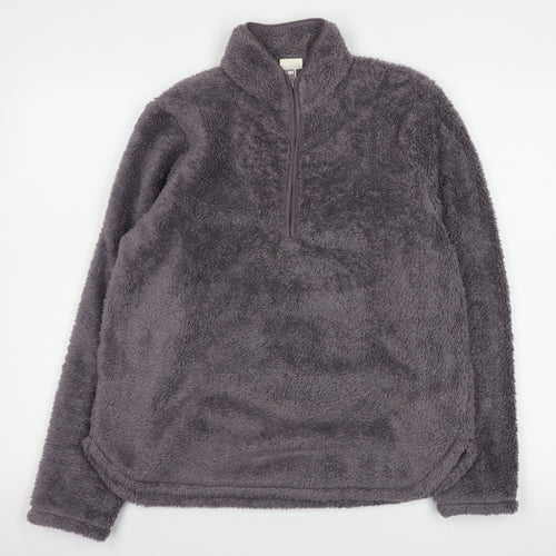H&M Women Grey 1/2 Zip Fleece Pullover Sweatshirt Size S