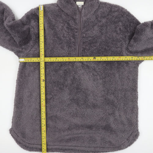 H&M Women Grey 1/2 Zip Fleece Pullover Sweatshirt Size S