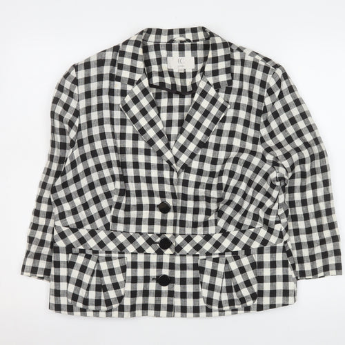 CC Petite Black & White Check Linen Blazer Size 16 Petite
