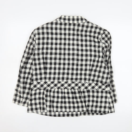 CC Petite Black & White Check Linen Blazer Size 16 Petite