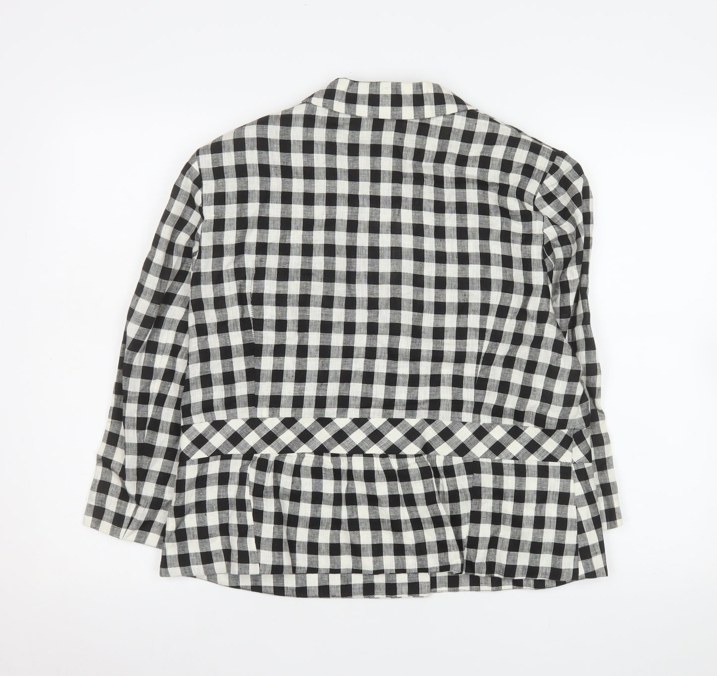 CC Petite Black & White Check Linen Blazer Size 16 Petite