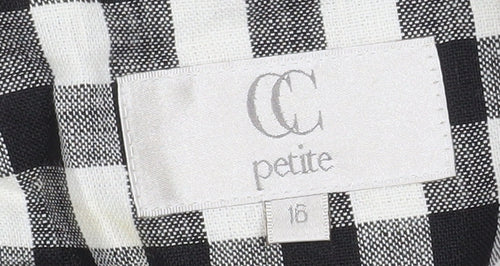 CC Petite Black & White Check Linen Blazer Size 16 Petite