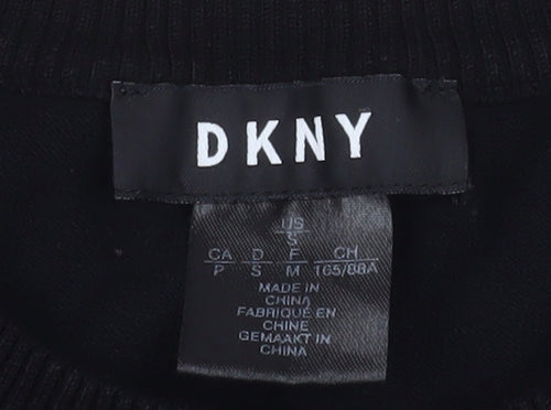 DKNY Men's Black Grey Colour Block Crew Neck Jumper Size S